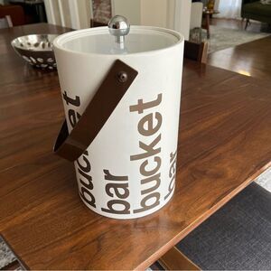 Vintage MCM Private Stock Made in USA Brown White Large Bar Bucket Ice Bucket